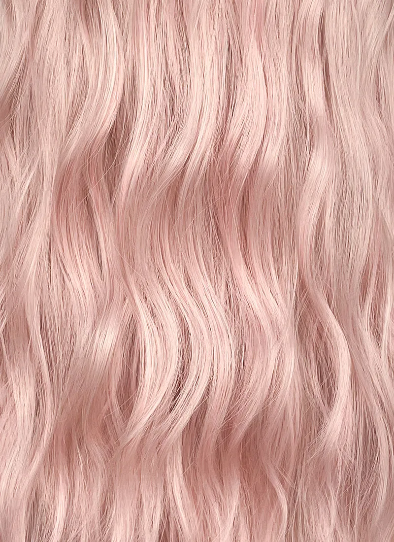 Pastel Pink With Brown Roots Wavy Synthetic Hair Wig NS516