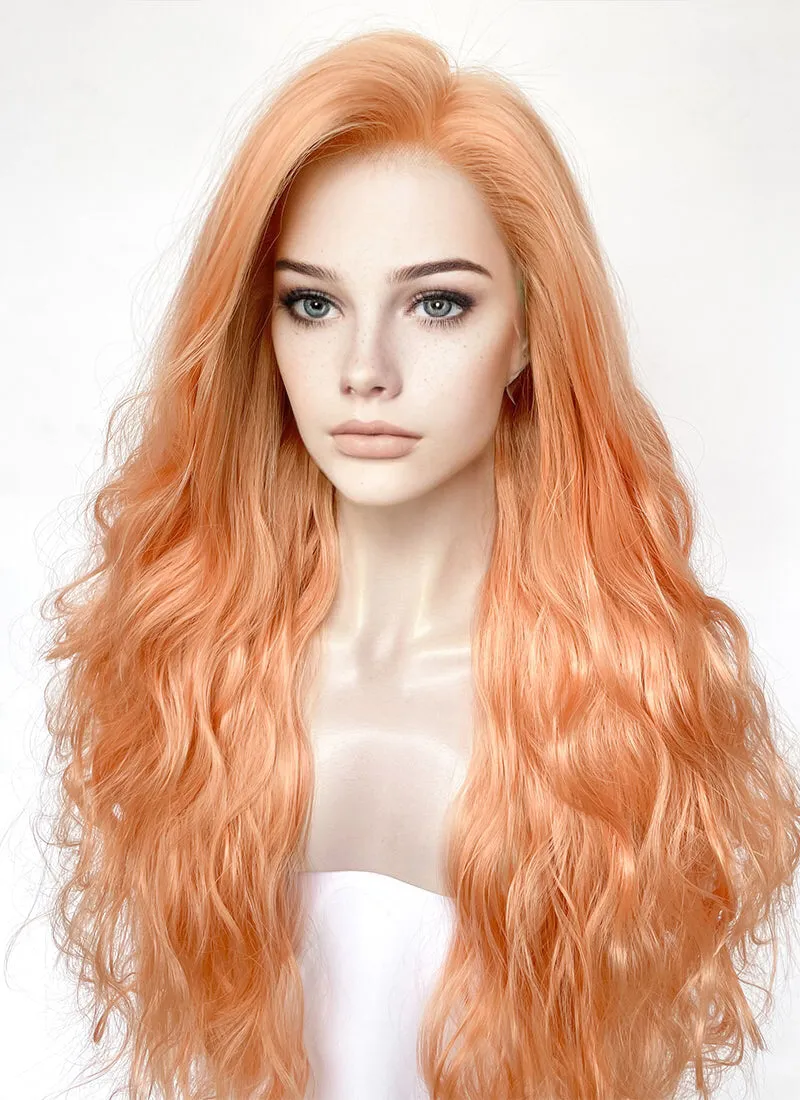 Peach Pink Wavy Lace Front  Synthetic Hair Wig LFK5540