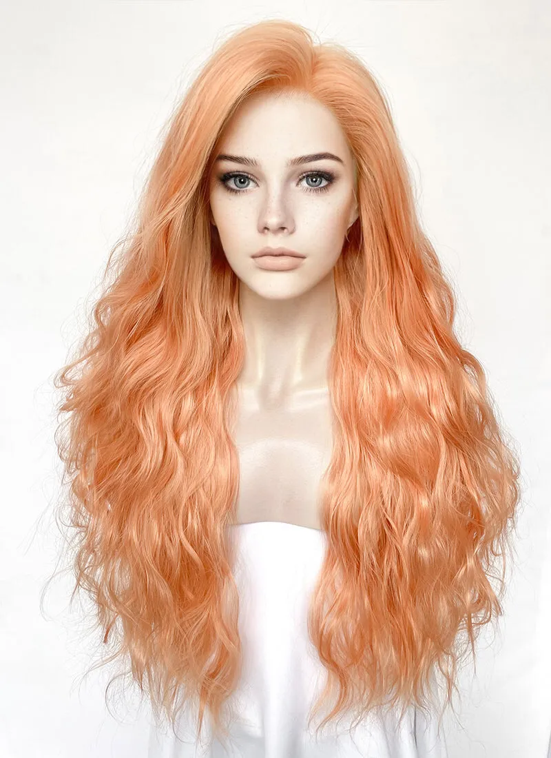 Peach Pink Wavy Lace Front  Synthetic Hair Wig LFK5540