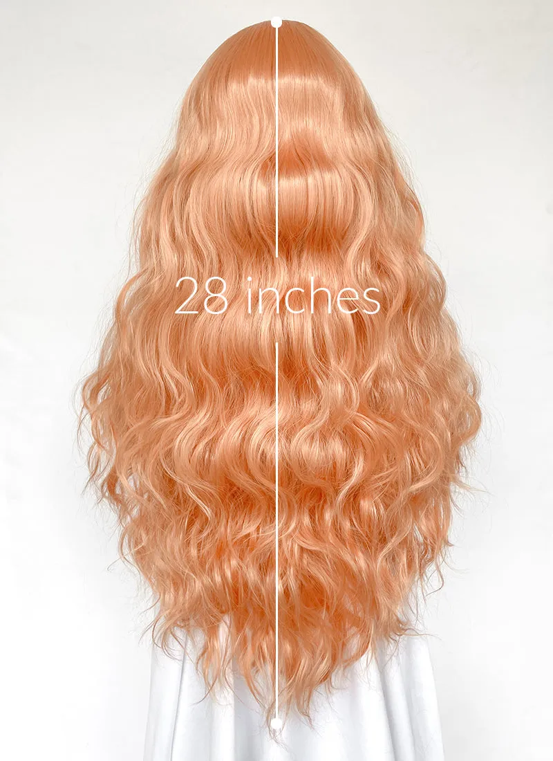 Peach Pink Wavy Lace Front  Synthetic Hair Wig LFK5540