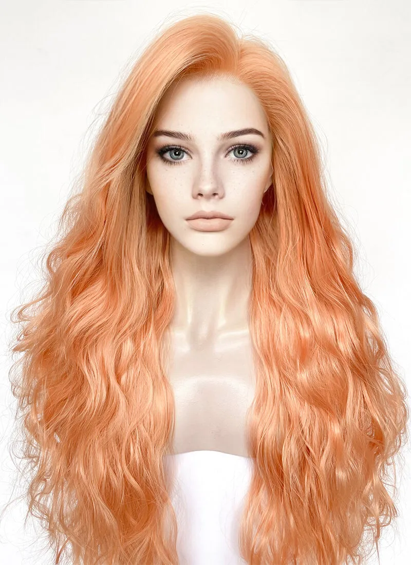 Peach Pink Wavy Lace Front  Synthetic Hair Wig LFK5540