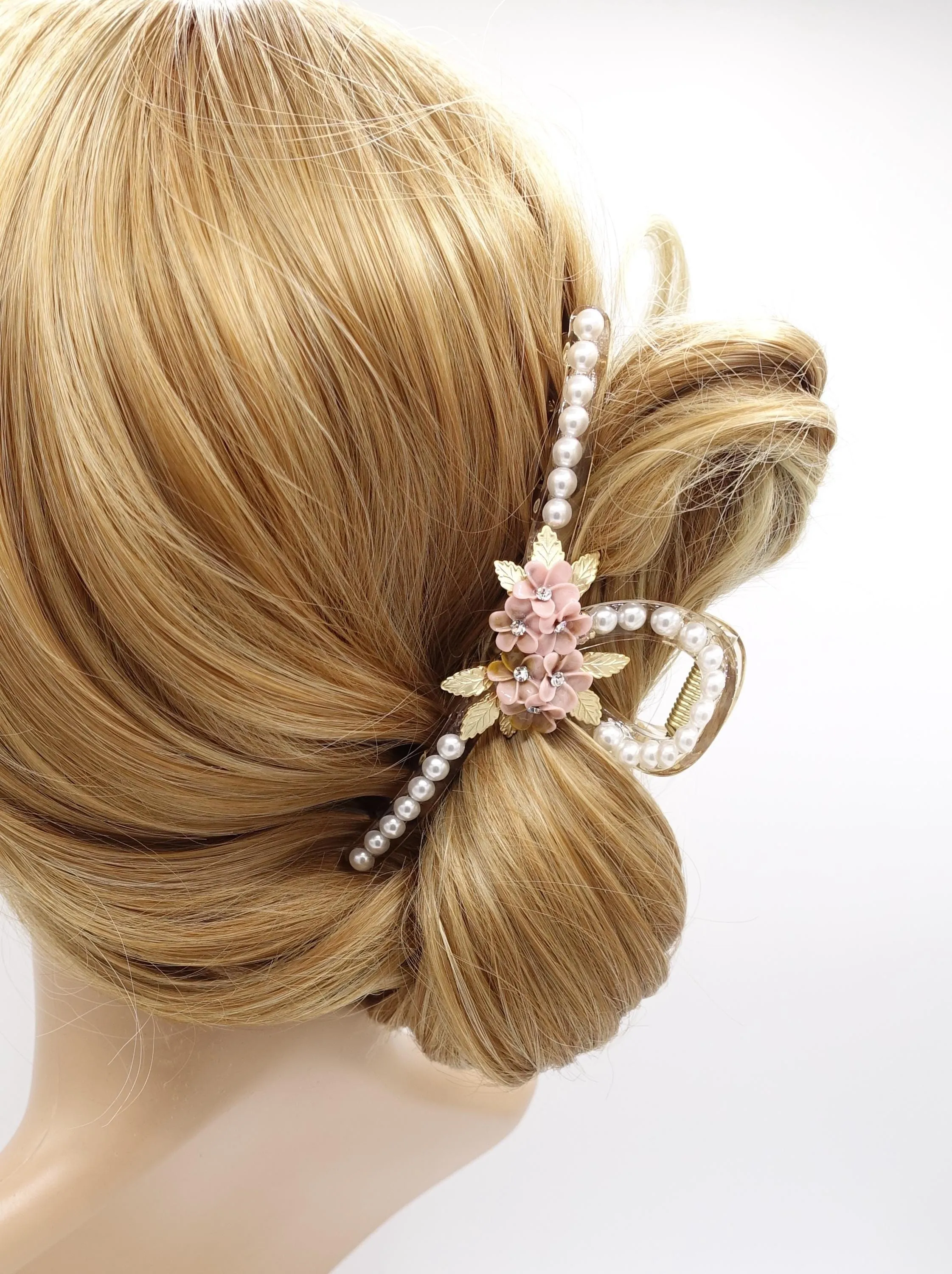 pearl hair claw, petal hair claw, flower hair claw for occasion