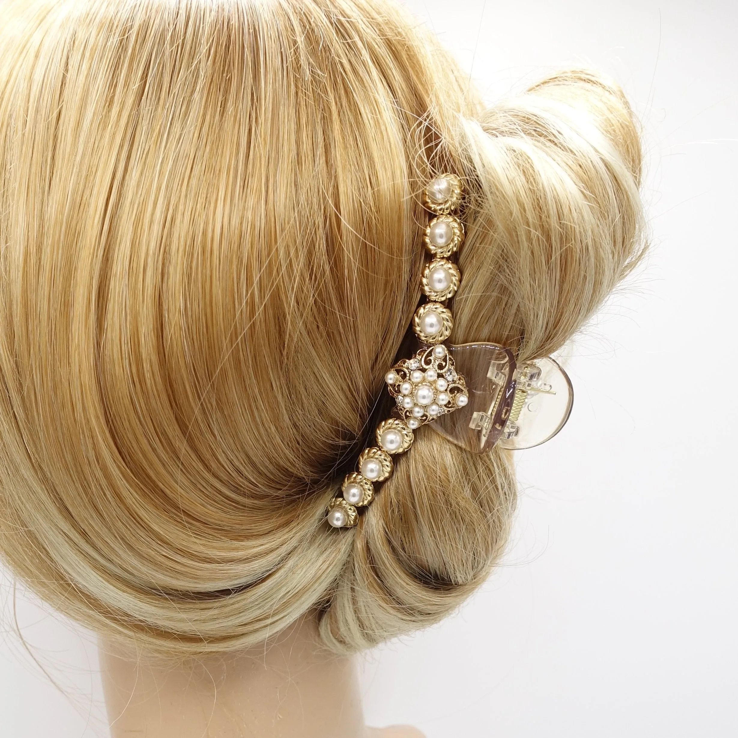 pearl hair claw, vintage hair claw, bridal hair claw for women