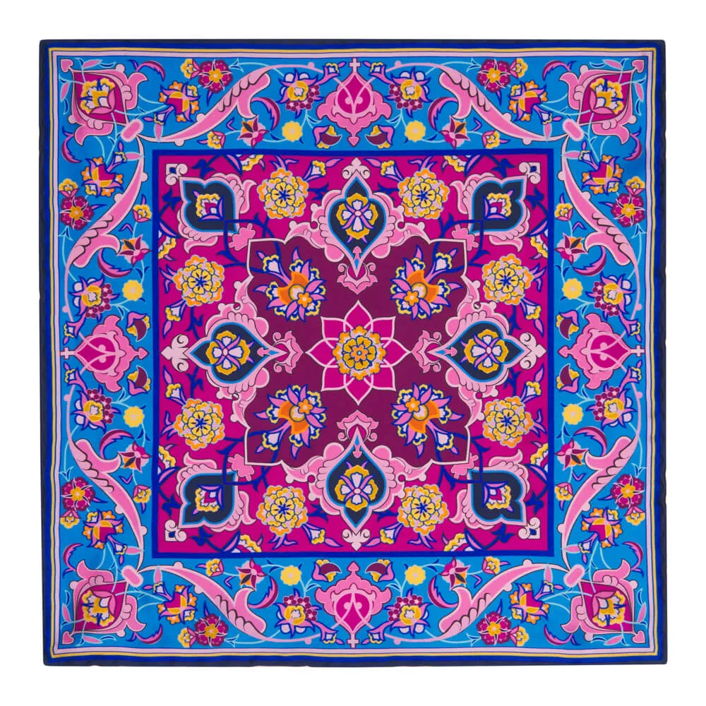 Pink and Light Blue Medieval Majesty Silk Pocket Square