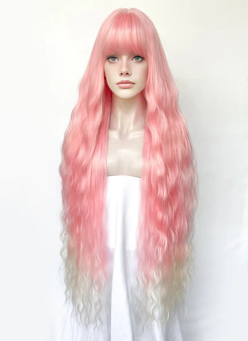 Pink Blonde Ombre Wavy Synthetic Hair Wig NS577