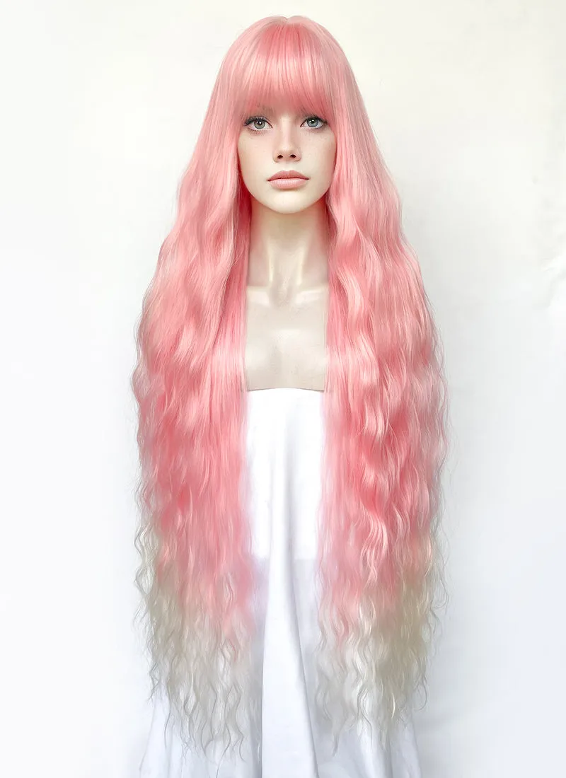 Pink Blonde Ombre Wavy Synthetic Hair Wig NS577