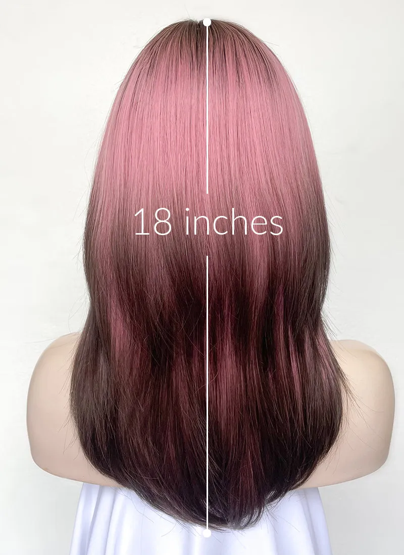 Pink Mixed Brown Straight Synthetic Hair Wig NS485