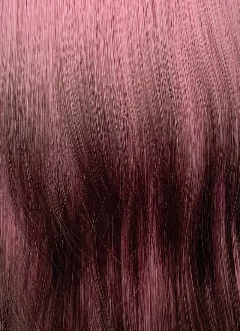 Pink Mixed Brown Straight Synthetic Hair Wig NS485