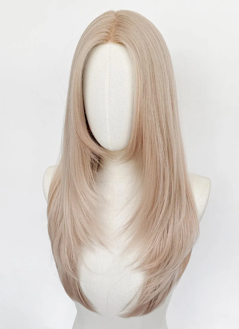 Pinkish Blonde Straight Layered Hush Cut Lace Front Synthetic Hair Wig LF3354