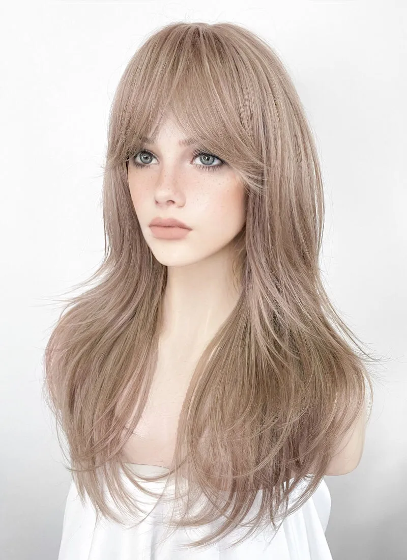 Pinkish Blonde Wavy Synthetic Hair Wig NS417