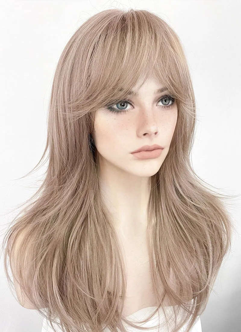 Pinkish Blonde Wavy Synthetic Hair Wig NS417