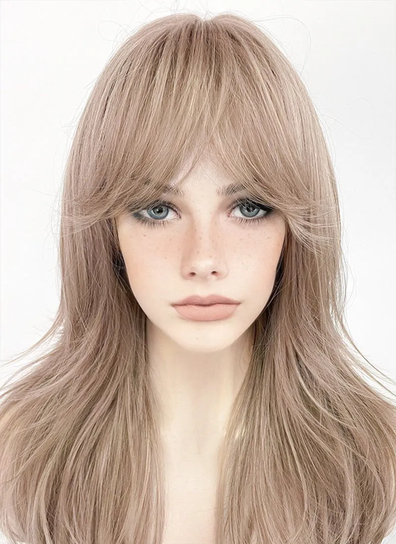 Pinkish Blonde Wavy Synthetic Hair Wig NS417