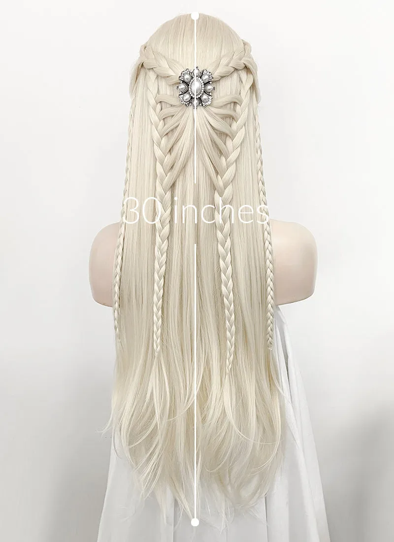 Platinum Blonde Braided Lace Front Synthetic Wig LF2126