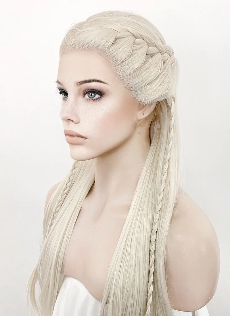 Platinum Blonde Braided Lace Front Synthetic Wig LF2126