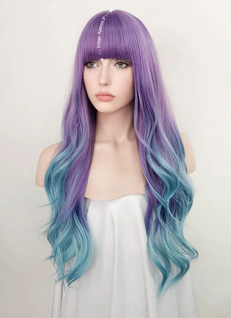 Purple Blue Ombre Wavy Synthetic Wig NS337