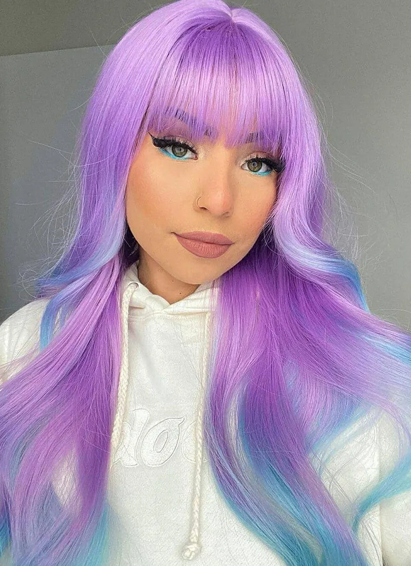 Purple Blue Ombre Wavy Synthetic Wig NS337