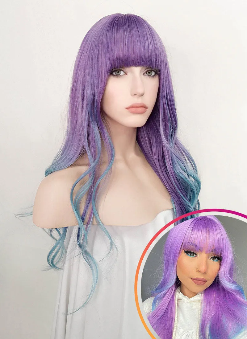 Purple Blue Ombre Wavy Synthetic Wig NS337