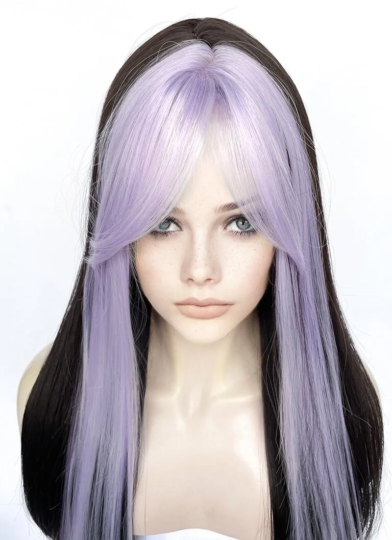 Purple Mixed Black Straight Synthetic Hair Wig NS538