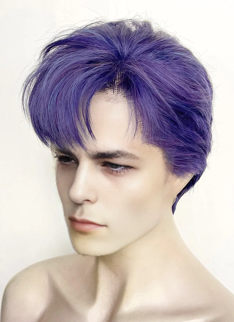 Purple Straight Lace Front Synthetic Men's Wig LF8005