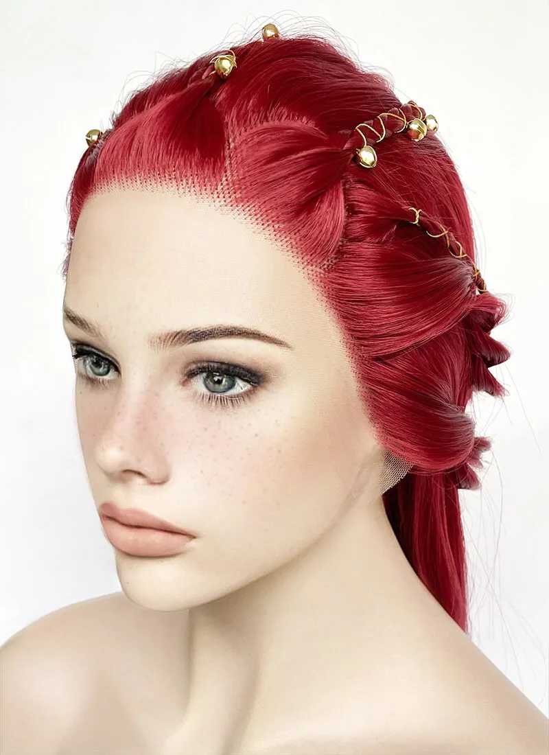 Red Braided Yaki Lace Front Synthetic Wig LF2150