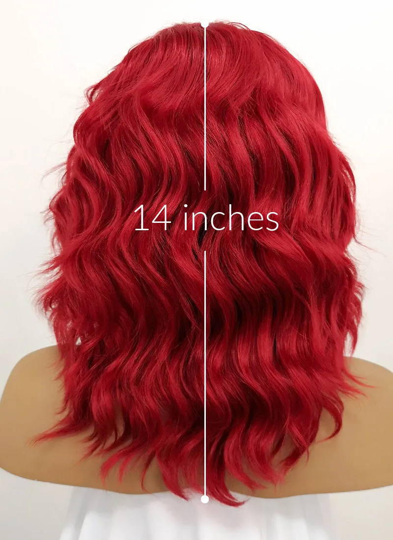 Red Wavy Lace Front Synthetic Wig LFB408