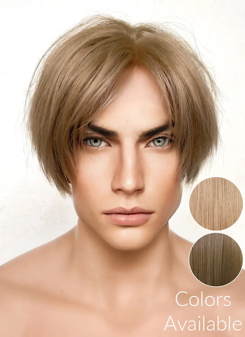 Resident Evil 4 Leon S. Kennedy Brunette Blonde Straight Lace Front Kanekalon Synthetic Men's Wig LF6009