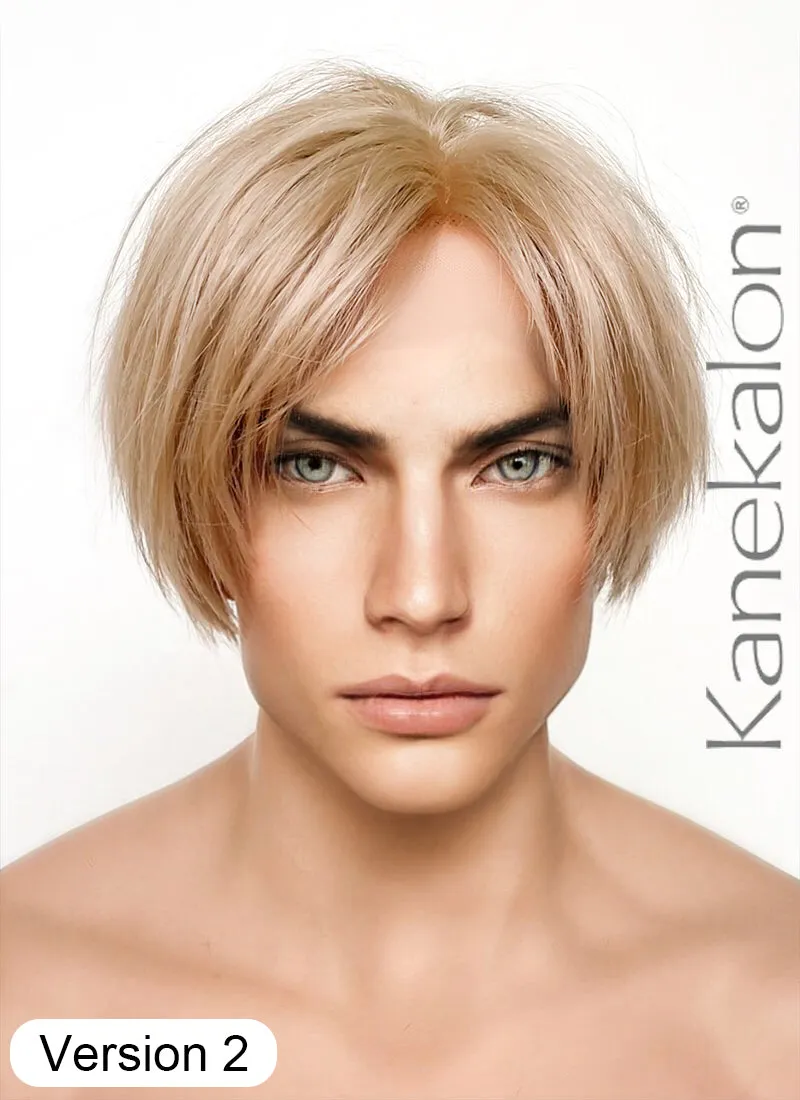 Resident Evil 4 Leon S. Kennedy Brunette Blonde Straight Lace Front Kanekalon Synthetic Men's Wig LF6009