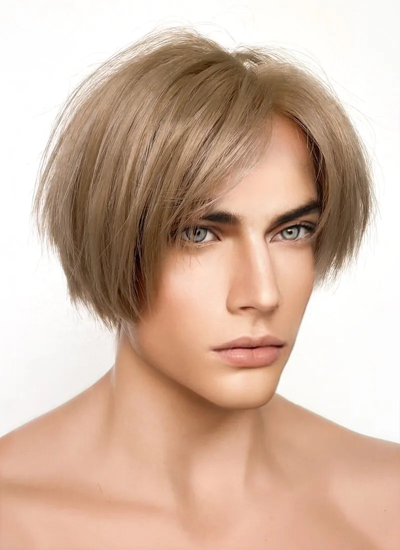 Resident Evil 4 Leon S. Kennedy Brunette Blonde Straight Lace Front Kanekalon Synthetic Men's Wig LF6009