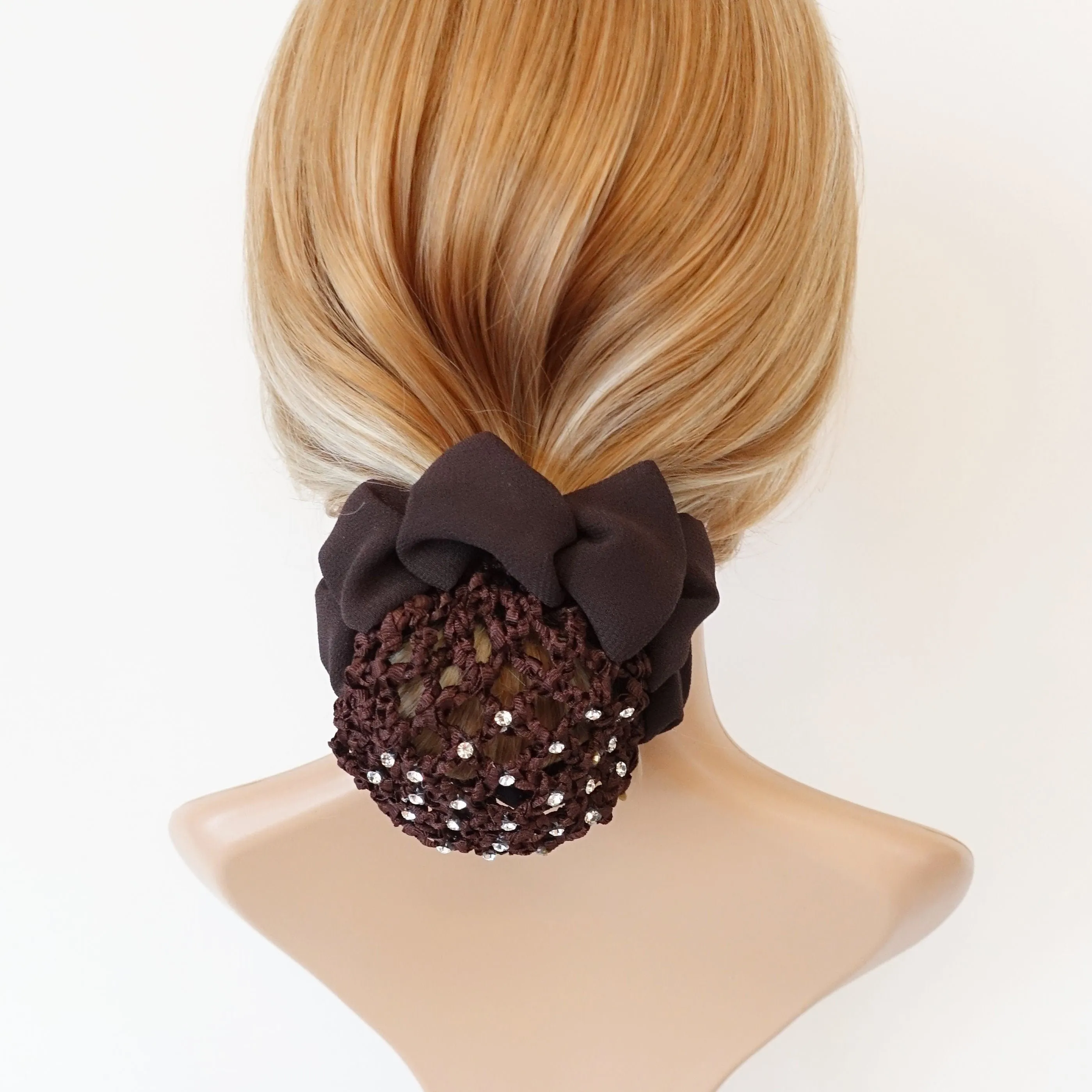 rhinestone bun net chiffon decorated snood hair claw women hair accessory