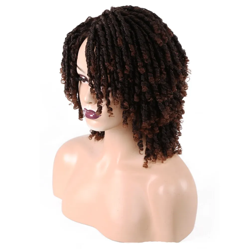 Short Burgundy Synthetic Wigs  Dreadlock Dreads African Hairstyle Braiding Crochet Twist Fiber Hair Wig