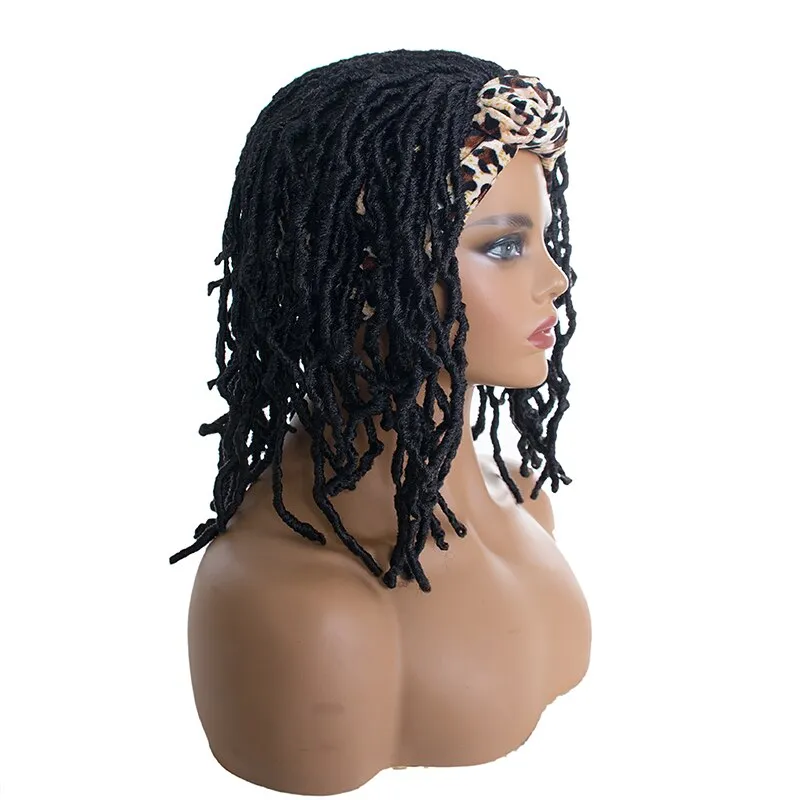 Short Headband Wig Drawstring Headwrap Wig Short Kinky Curly Soft Synthetic Hair Wig For Women