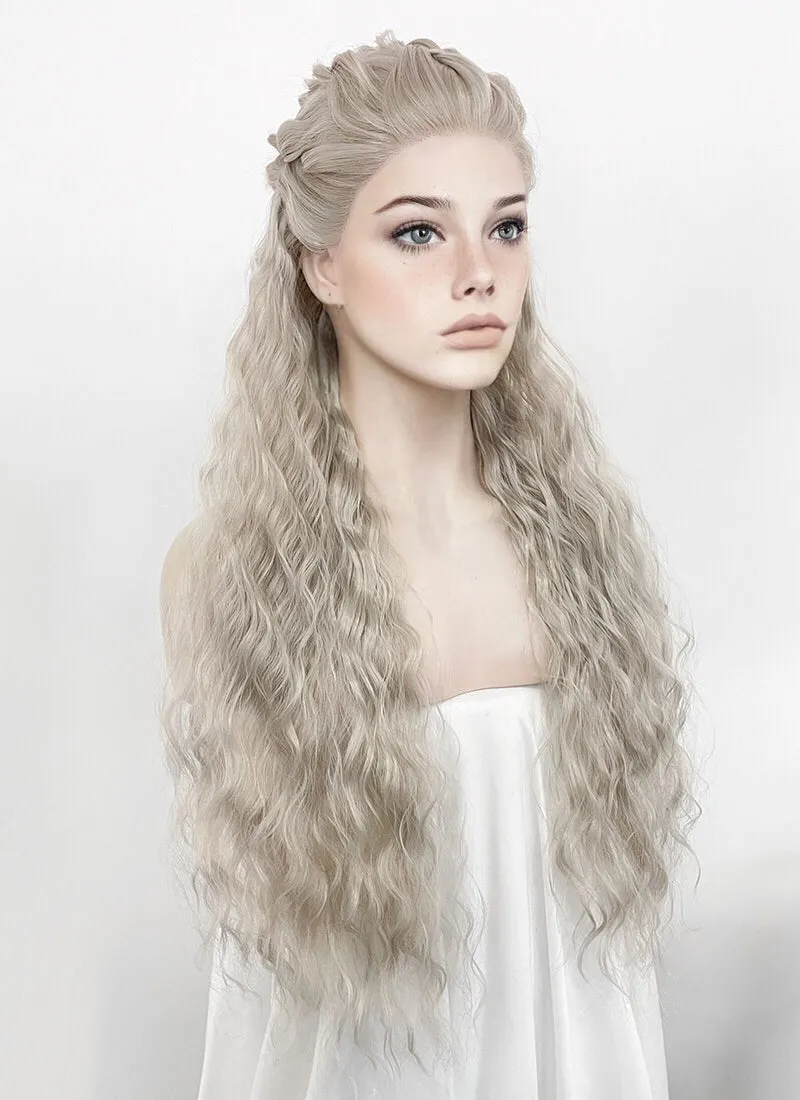 Silver Grey Braided Lace Front Synthetic Wig LF2127