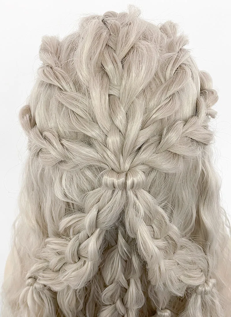 Silver Grey Braided Lace Front Synthetic Wig LF2127