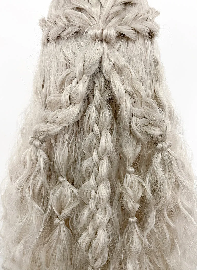 Silver Grey Braided Lace Front Synthetic Wig LF2127