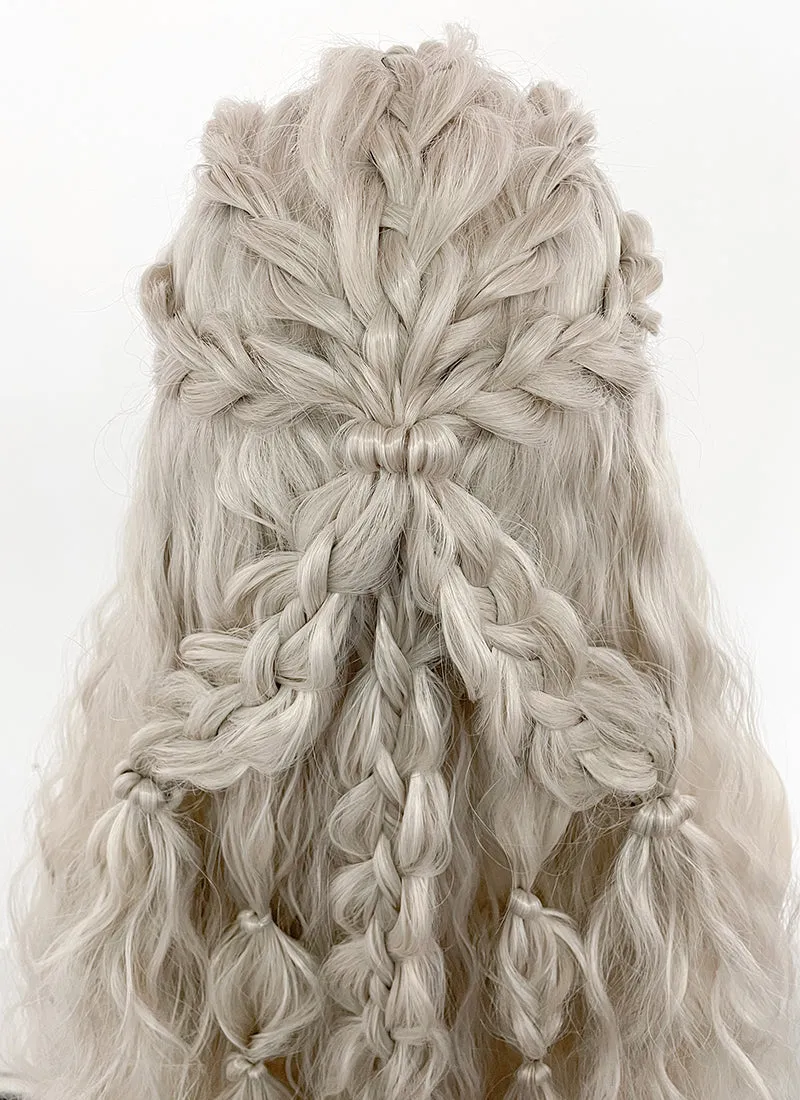 Silver Grey Braided Lace Front Synthetic Wig LF2127