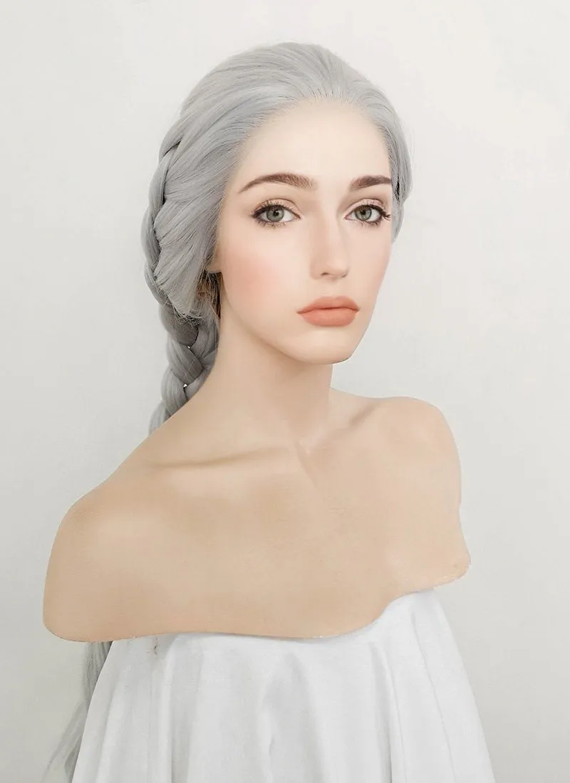 Silver Grey Braided Yaki Lace Front Synthetic Wig LF2107