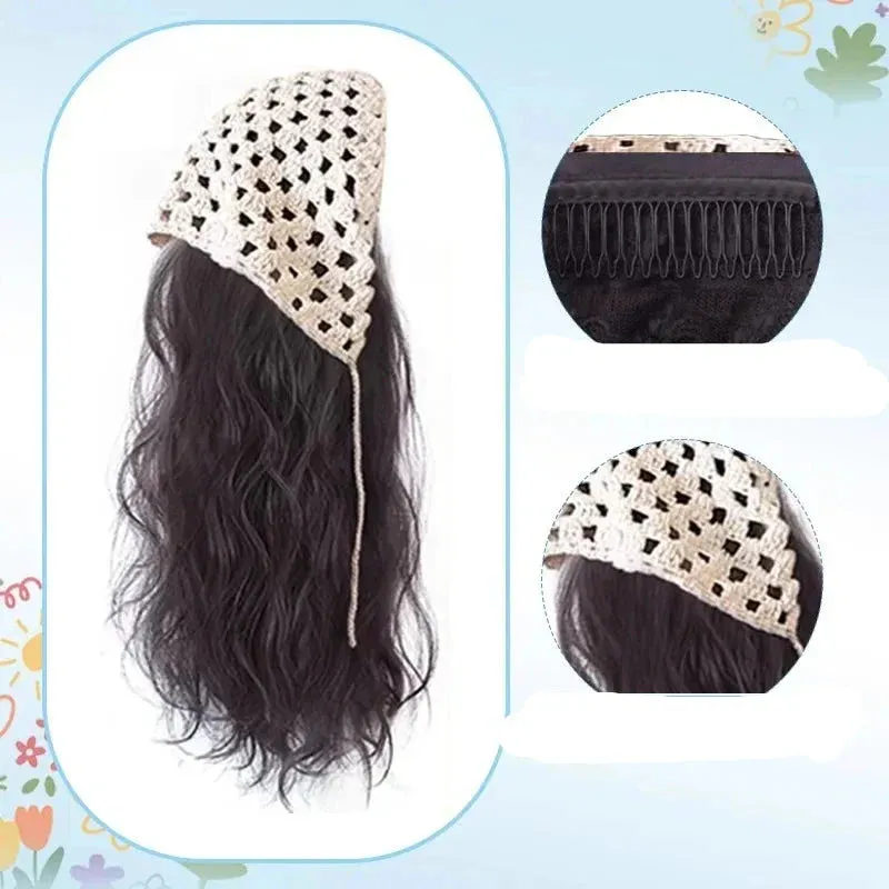 SINOTAO  -  Curly Hair Wigs for Woman Long Wavy  Synthetic Hair for Daily Use 가발모자  Wig Cap ウィッグ Natural Free Wigs