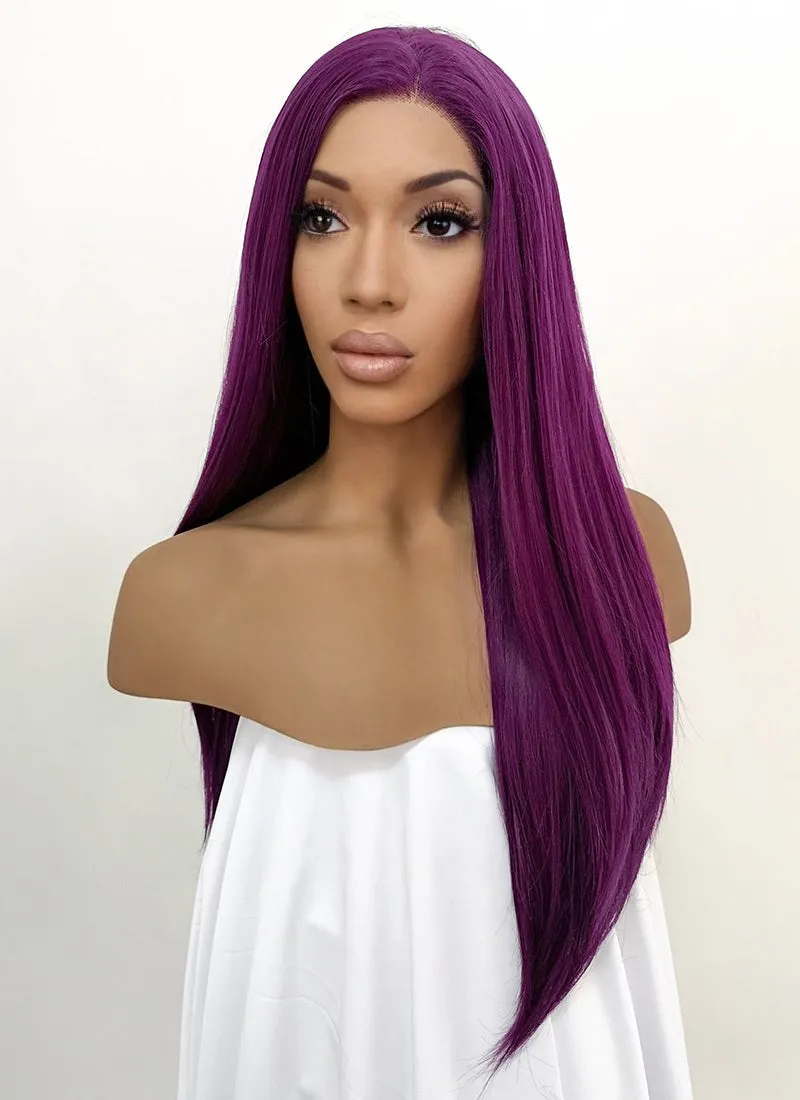 Straight Dark Purple Lace Front Synthetic Wig LFB029