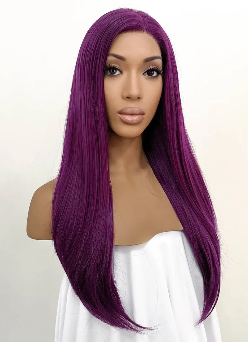 Straight Dark Purple Lace Front Synthetic Wig LFB029