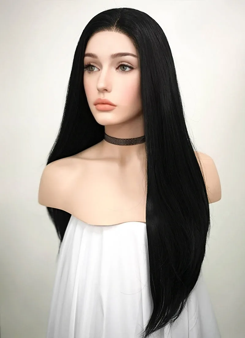 Straight Jet Black Lace Front Synthetic Wig LF002