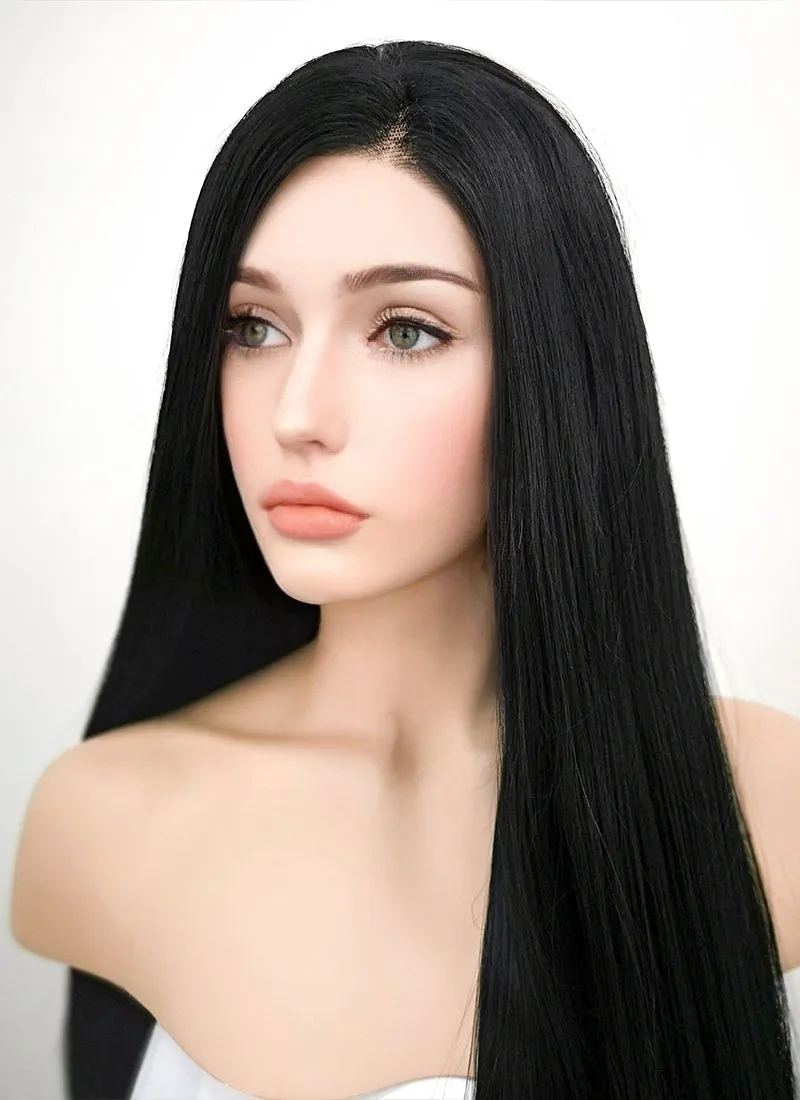 Straight Jet Black Lace Front Synthetic Wig LF327