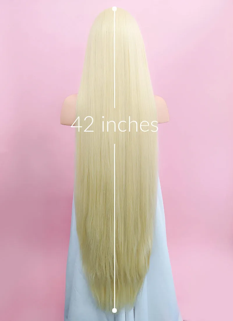 Straight Yaki Blonde Lace Front Synthetic Wig LF701E