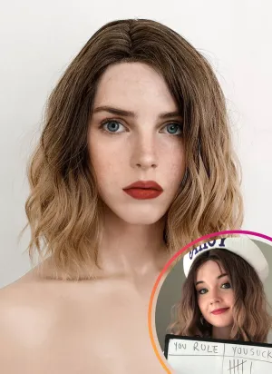 Stranger Things Robin Buckley Two Tone Brown Wavy Bob Synthetic Wig NL029A