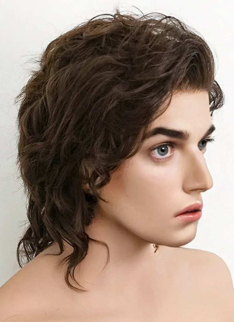 Stranger Things Steve Harrington Brunette Wavy Lace Front Synthetic Men's Wig LF407A