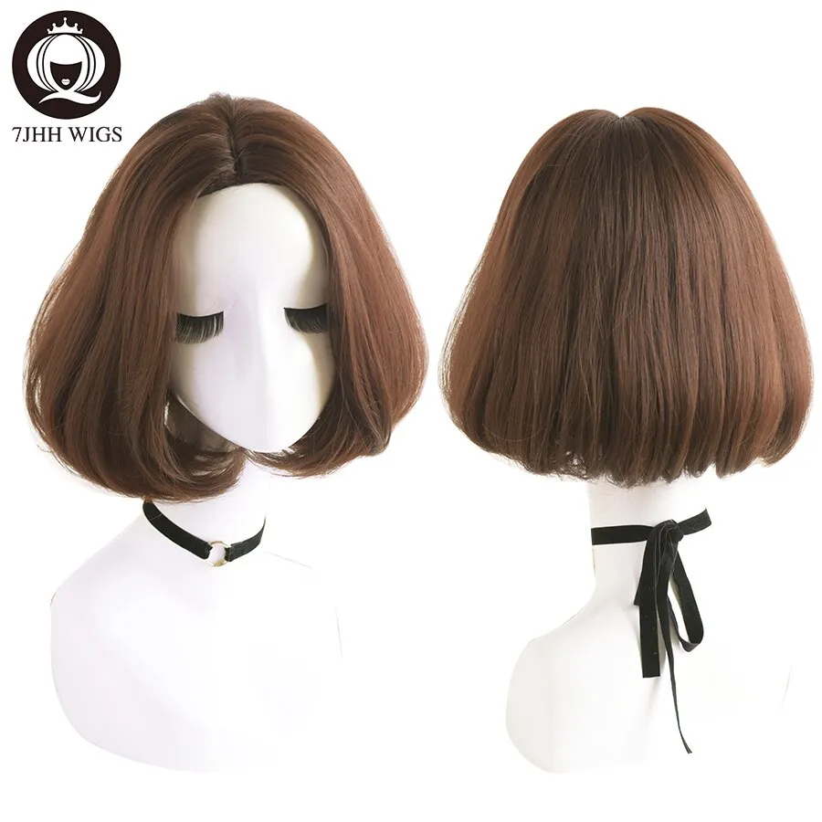 Synthetic Wigs For Women Ombre Brown Blonde Straight Fashion Hairstyle Heat-Resistant Short Wigs