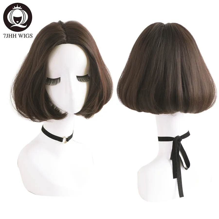 Synthetic Wigs For Women Ombre Brown Blonde Straight Fashion Hairstyle Heat-Resistant Short Wigs