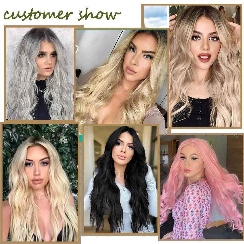 Synthetic Wigs Long Wavy Wigs Middle Part Blonde Wig Cosplay Natural Heat Resistant Synthetic Wigs for Women