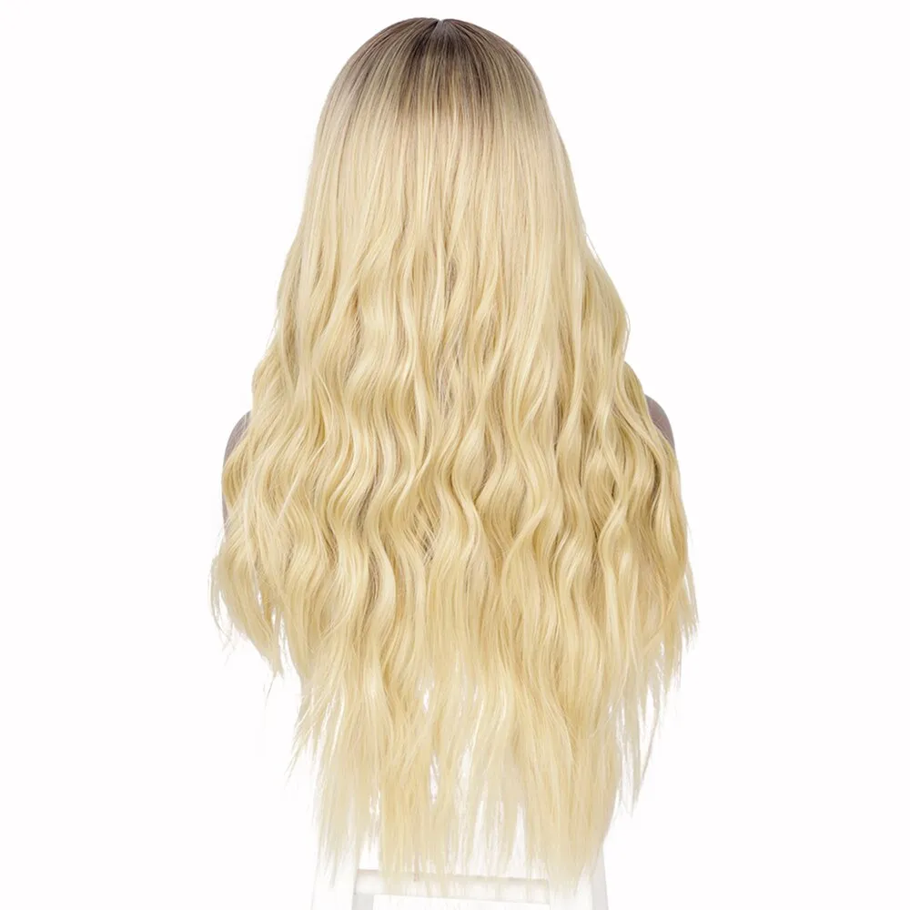 Synthetic Wigs Long Wavy Wigs Middle Part Blonde Wig Cosplay Natural Heat Resistant Synthetic Wigs for Women