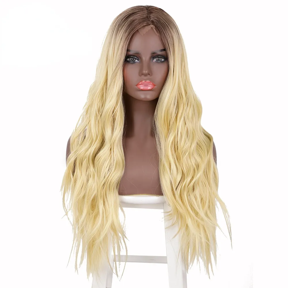 Synthetic Wigs Long Wavy Wigs Middle Part Blonde Wig Cosplay Natural Heat Resistant Synthetic Wigs for Women