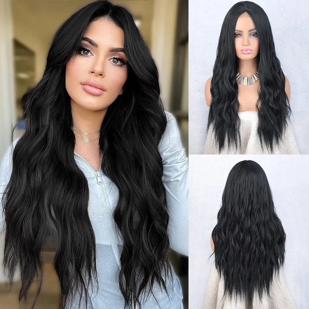 Synthetic Wigs Long Wavy Wigs Middle Part Blonde Wig Cosplay Natural Heat Resistant Synthetic Wigs for Women